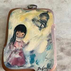 De Grazia wood plaque art  “bell of hope”  vintage Native American art